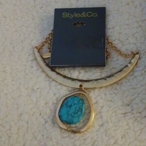 Style & Co. Gold Necklace with Blue Pendant